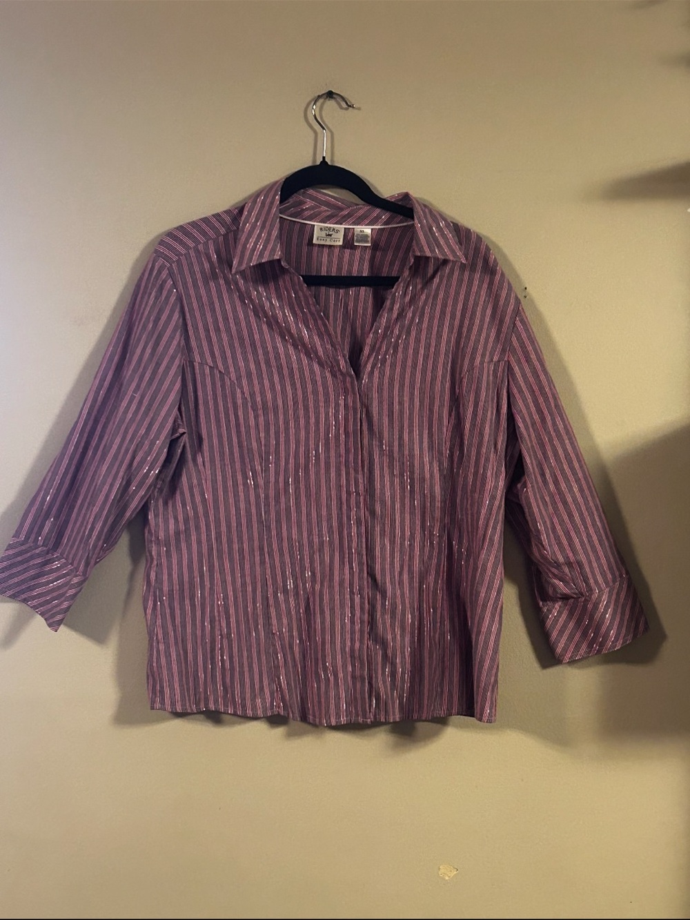 Lee Pink and White Striped Button-Down Shirt
